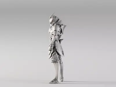 S00148 Sci-Fi Alien Warrior Armor Gray Mesh 3D Model 3D model