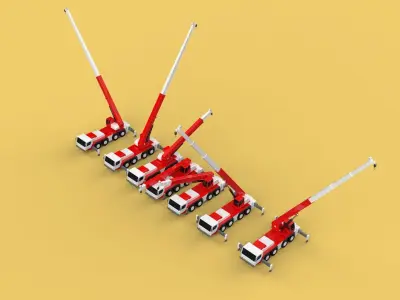 COMBINATION CONFIGURATION BOOM ARM JIB TRUCK MOBILE CRANE LTM 3D model