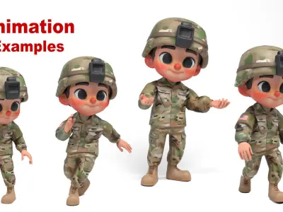 North american soldier Low-poly 3D model