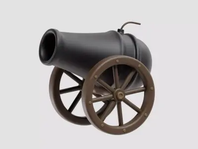 Cannon cartoon Low-poly 3D model