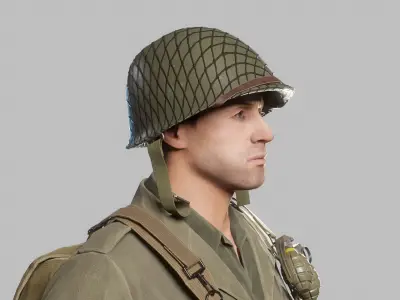 WW2 US Soldier Low-poly 3D model