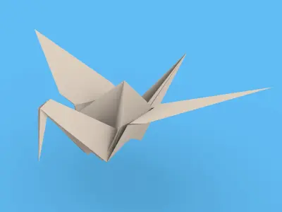 Origami Paper Crane Animated 3D model purchase