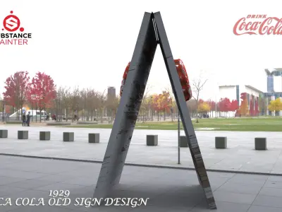  COCA COLA OLD STYLE SIGN DESIGN Low-poly 3D model