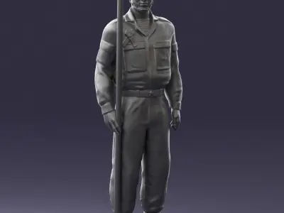 000114 Soviet Tank Crewman with Goggles 0116 3D model