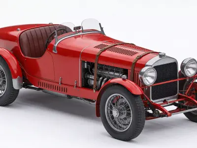 Vintage Scarlet Speedster Roadster 3D Model Low-poly 3D model