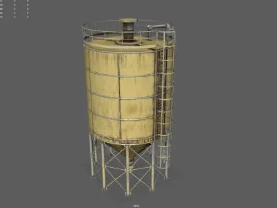 VERTICAL WATER SILO Low-poly 3D model