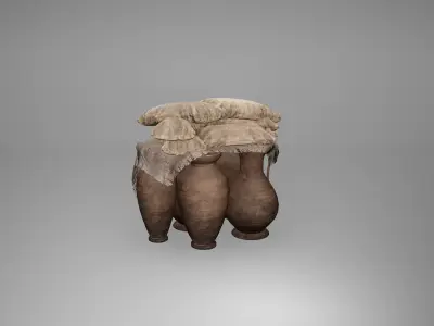 Viking Pots Low Poly Game Ready Low-poly 3D model