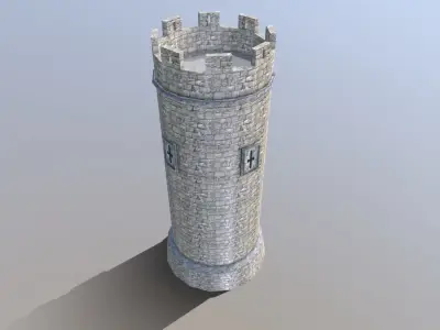 Medieval Castle Tower Low-poly 3D model