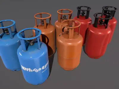 Gas Cylinders Low-poly 3D model purchase