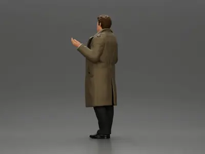 police detective in a coat standing with hands wide open 3D print model