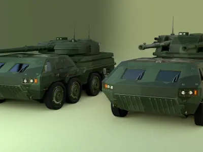  wheeled tank 3D model