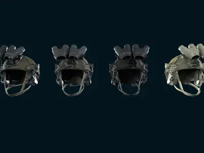 Military light helmet with night vision goggles Low-poly 3D model