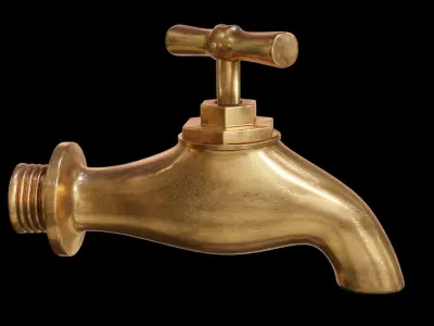water tap copper Low-poly 3D model