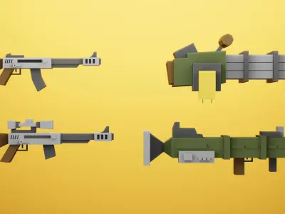 Low Poly Cartoon Weapons Asset Pack Low-poly 3D model