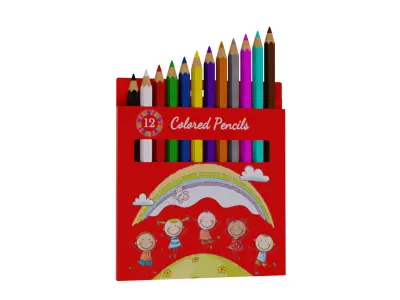 Colored pencils - Box Low-poly 3D model