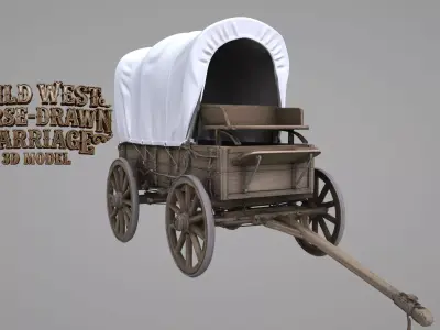Wild West horse-drawn carriage 3D model  Low-poly 3D model
