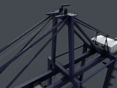 PBR Quayside Container Crane V2 - Blue Dark Low-poly 3D model