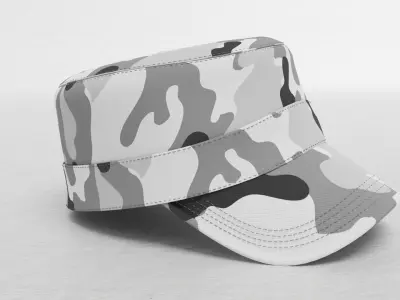 Military camouflage cap Low-poly 3D model