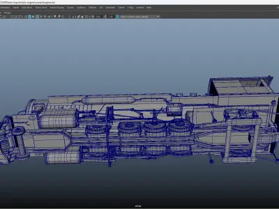 An old train engiene Low-poly 3D model