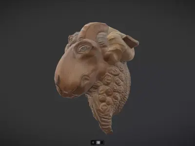 Wooden Ram Head Low-poly 3D model