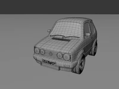 Low Poly Stylized VW Golf 1 Low-poly 3D model