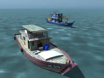 Asian Fishing Boats 3D model