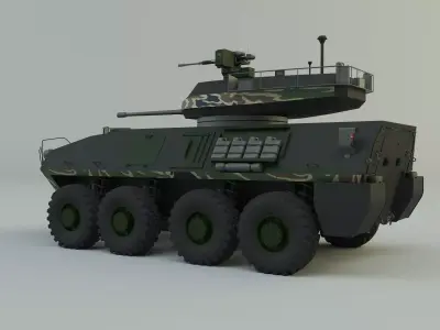 Military vehicle with LAV-25 tires 3D model
