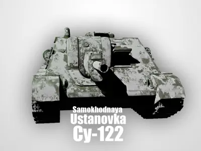 SU122 - Soviet Union Self propelled gun - Snow Coated Free low-poly 3D model