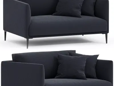 Sofa 2P antique effect buckle Oscar design EGal 3D model