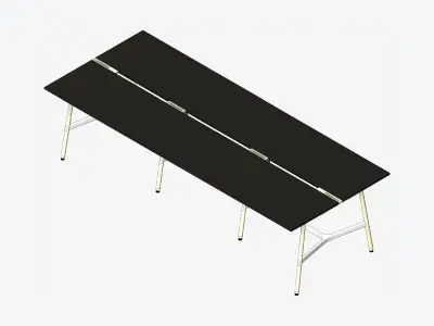Desk - Timberline - Workstation - Dbl - Side - 6 - Person - High Low-poly 3D model