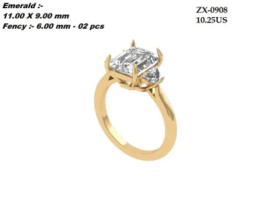Radiant 3 Stone Ring 3D print model purchase