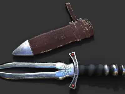 Dagger sword Low-poly 3D model 9