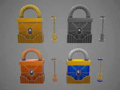 PADLOCK 5 CARTOON STYLIZED Low-poly 3D model