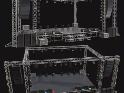 Prefabricated stage with equipment 3D model