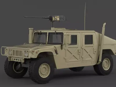Humvee military vehicle with gun on top 3D model