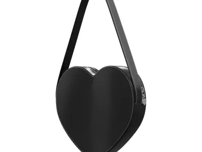 Black Leather Heart Bag 3D model