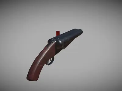 Double barrel short shotgun  Low-poly 3D model