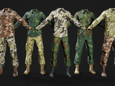 Military Camouflage Uniforms Vol 01 Low-poly 3D model