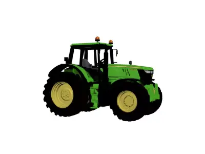 John Deere 6195M Low Poly Tractor Optimized Farm Vehicle 3D Low-poly 3D model