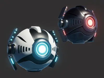 Sci Fi Ball Scanner Drone Low-poly 3D model