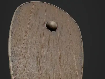 Slavic kite wooden shield-painted orange Low-poly 3D model
