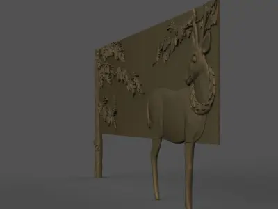 Buffet with Deer  Carving Model 3D print model