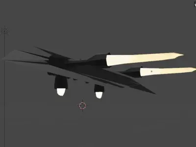 spaceship fighter jet flying in sky Low-poly 3D model