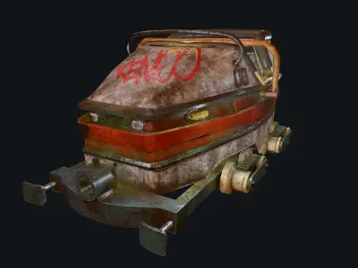 Abandoned Coaster Cart Low-poly 3D model