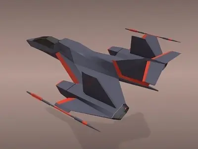 Futuristic spacecraft concept Low-poly 3D model