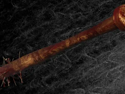 POST APOCALYPTIC MELEE WEAPON NAILED BAT BLOOD STAINED Low-poly 3D model