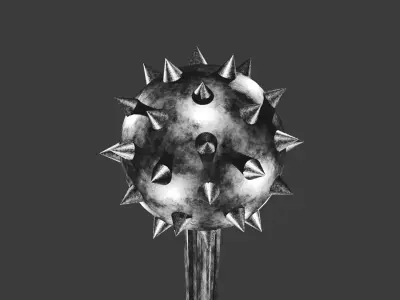 Medieval mace Low-poly 3D model 14