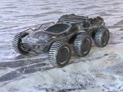 Futuristic  Armoured Vehicle 8 Wheel Sci-Fi Rover Snow and Sand 3D model