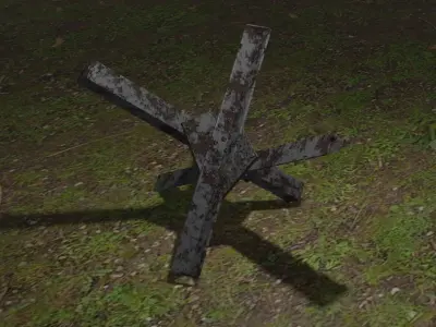 Army Hedgehog Roadblock Obstacle Low-poly 3D model