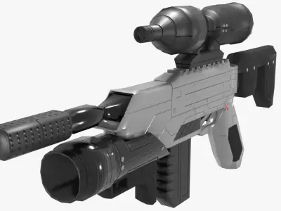 Sci-Fi Battle Rifle Combo Low-poly 3D model